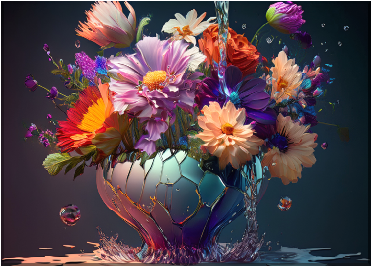 Aqua Floral Cascades