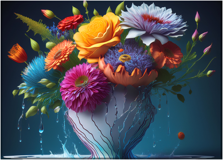 Aqua Floral Cascades