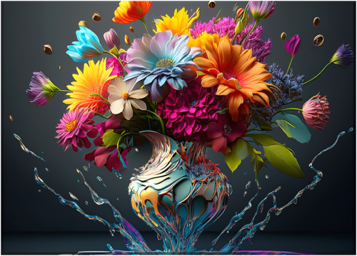 Aqua Floral Cascades